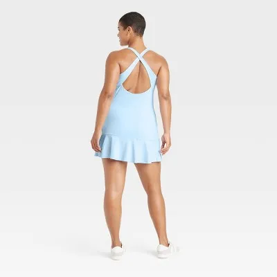 New - Women's Everyday Soft Double V Active Dress - All In Motion Light Blue S