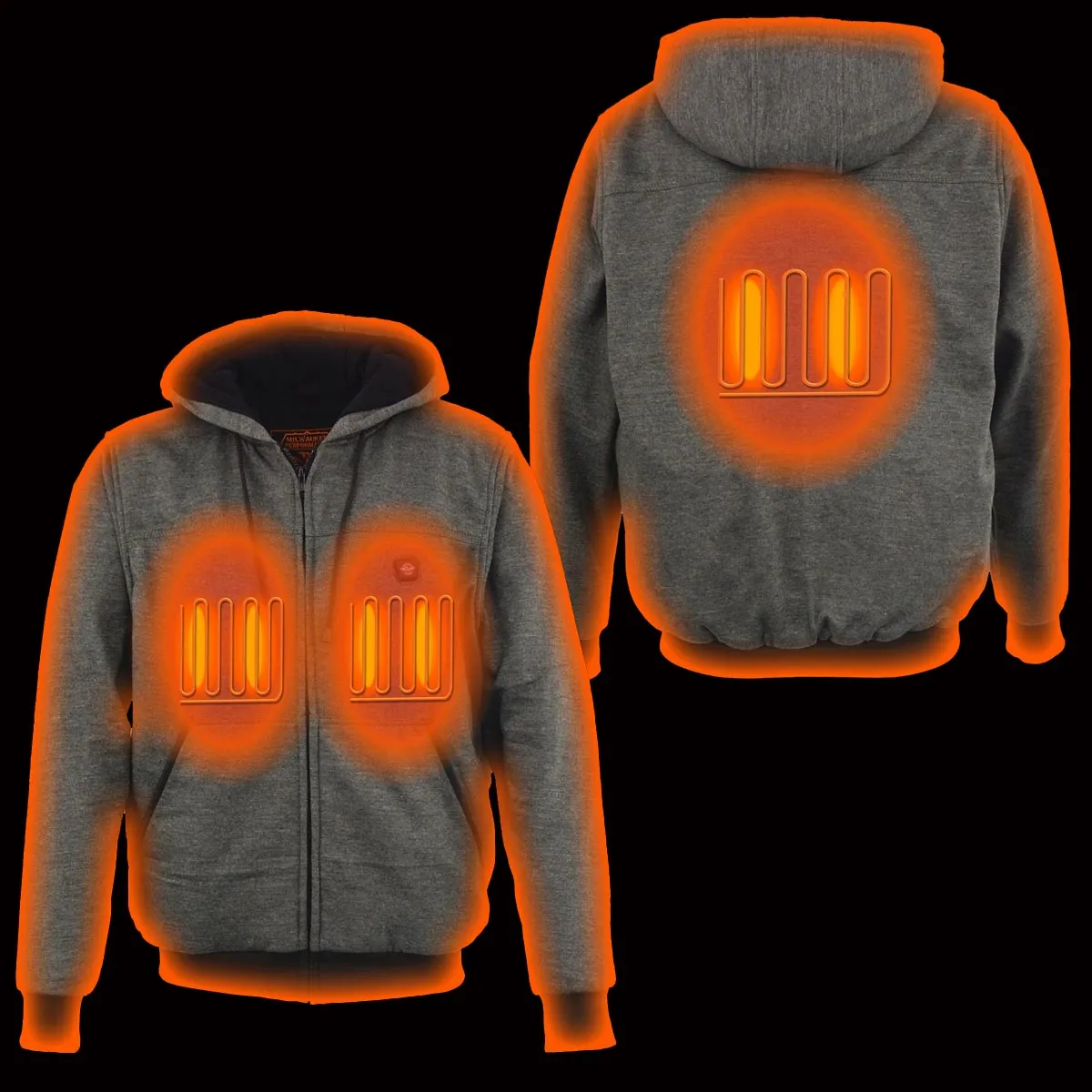 Nexgen Heat MPM1717DUAL Technology Men's “Fiery’’ Heated Hoodie - Grey Sweatshirt Jacket for Winter w/ Battery Pack