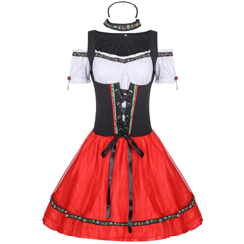 Oktoberfest Dirndl Costume Germany Beer Maid Tavern Wench Waitress Outfit Cosplay Halloween Fancy Party Dress