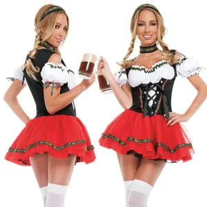 Oktoberfest Dirndl Costume Germany Beer Maid Tavern Wench Waitress Outfit Cosplay Halloween Fancy Party Dress