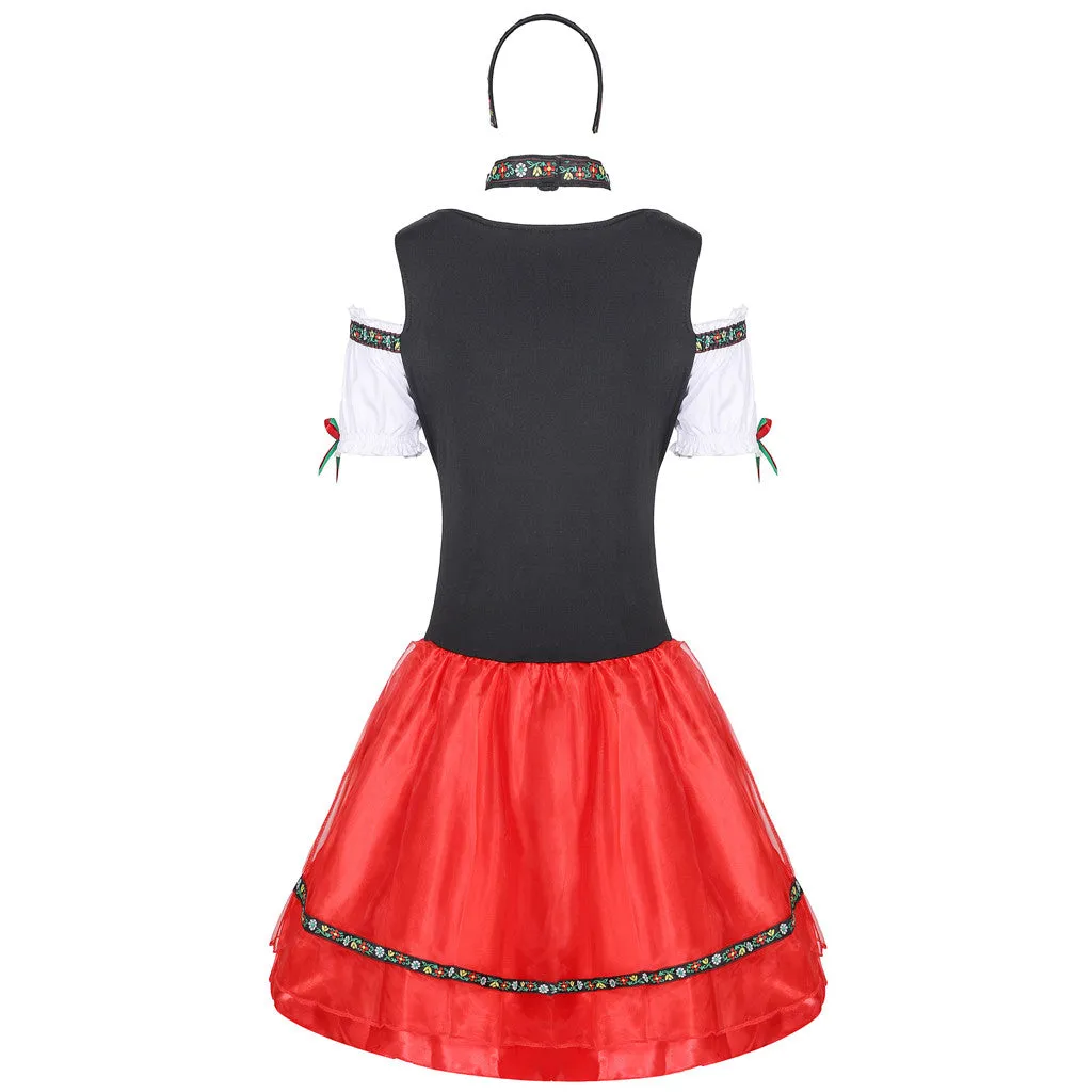 Oktoberfest Dirndl Costume Germany Beer Maid Tavern Wench Waitress Outfit Cosplay Halloween Fancy Party Dress