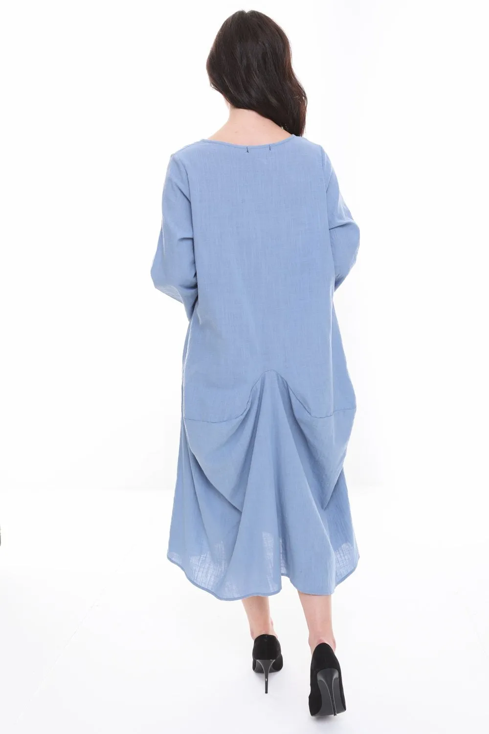 Oversized Tulip Style Floaty Style Tuck Design Pockets Dress