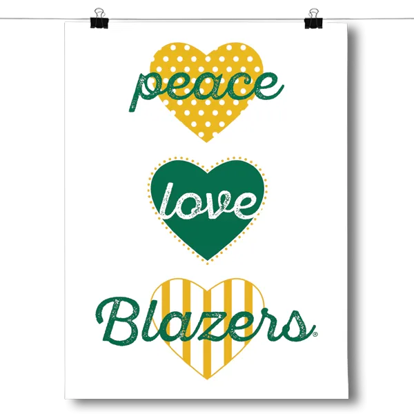 Peace, Love, Blazers (University of Alabama, Birmingham) - NCAA Poster