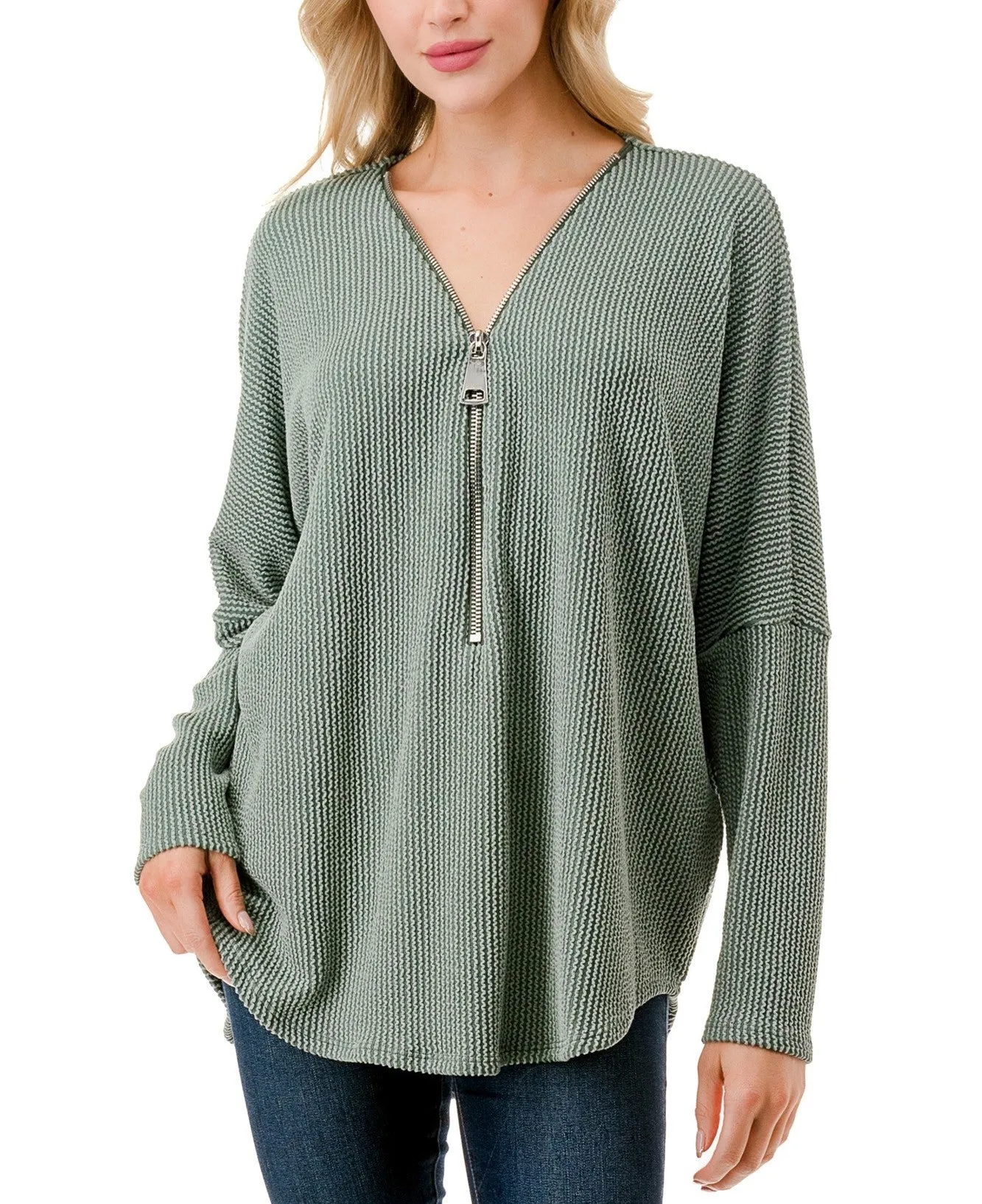 Quinn Dolman Sleeve Zipper Top