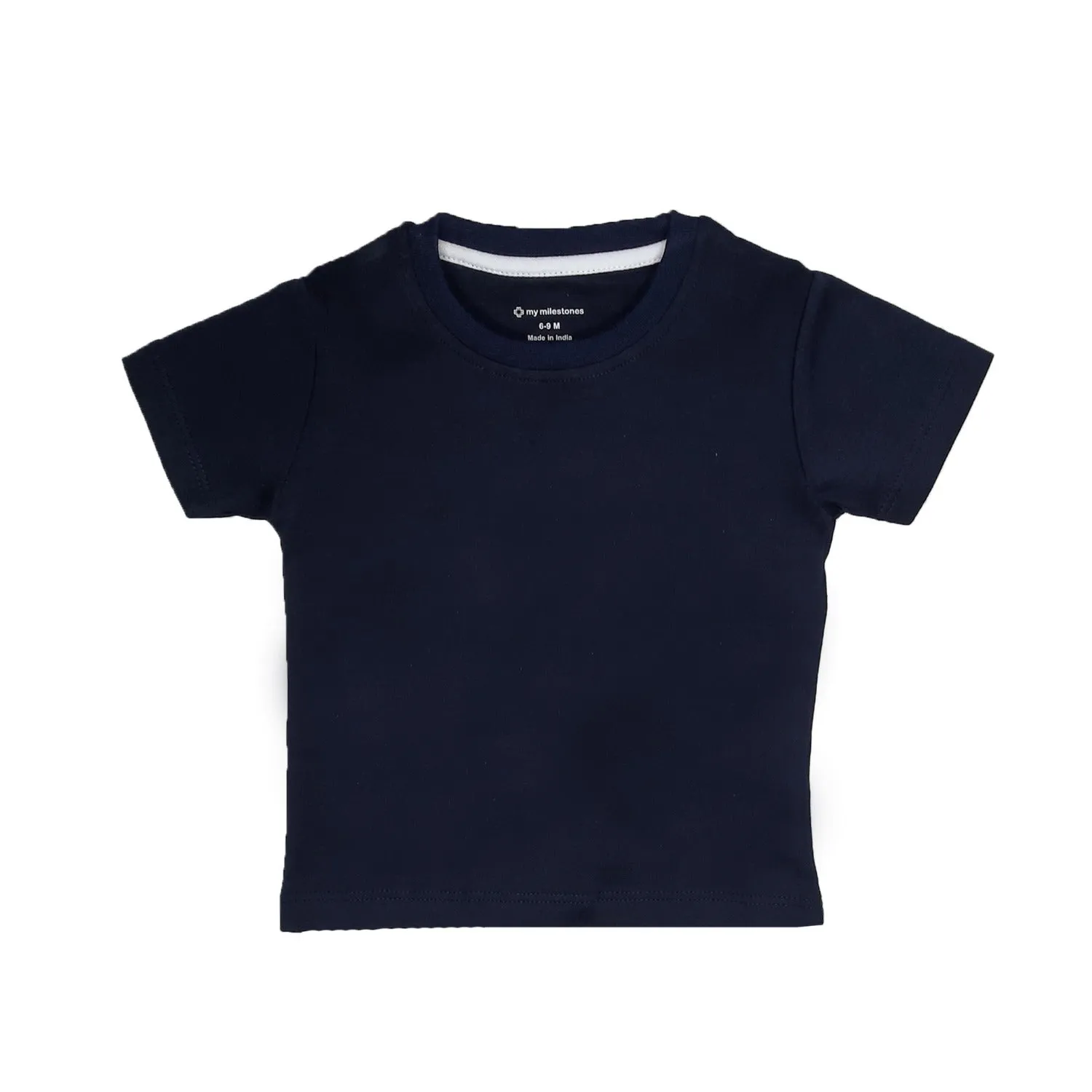 Round Neck T-Shirt - Solid - Navy/Blue/Sage Green - 3Pc Pack