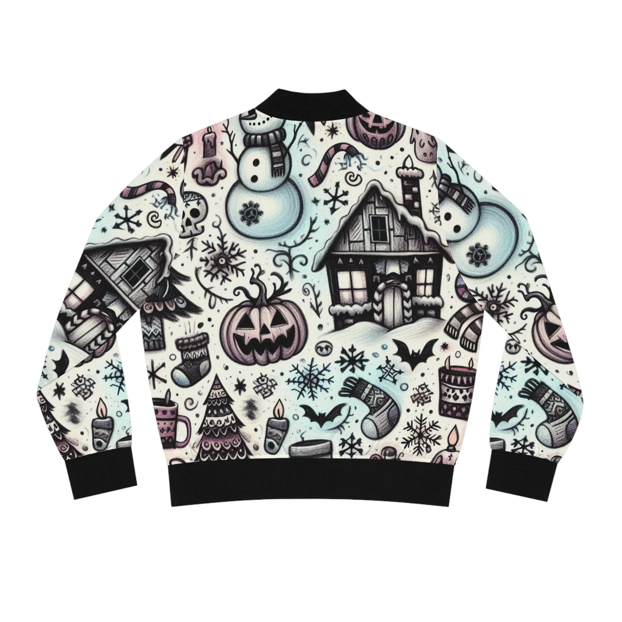 Spooky Snowy Scene - Women's Bomber Jacket (AOP)