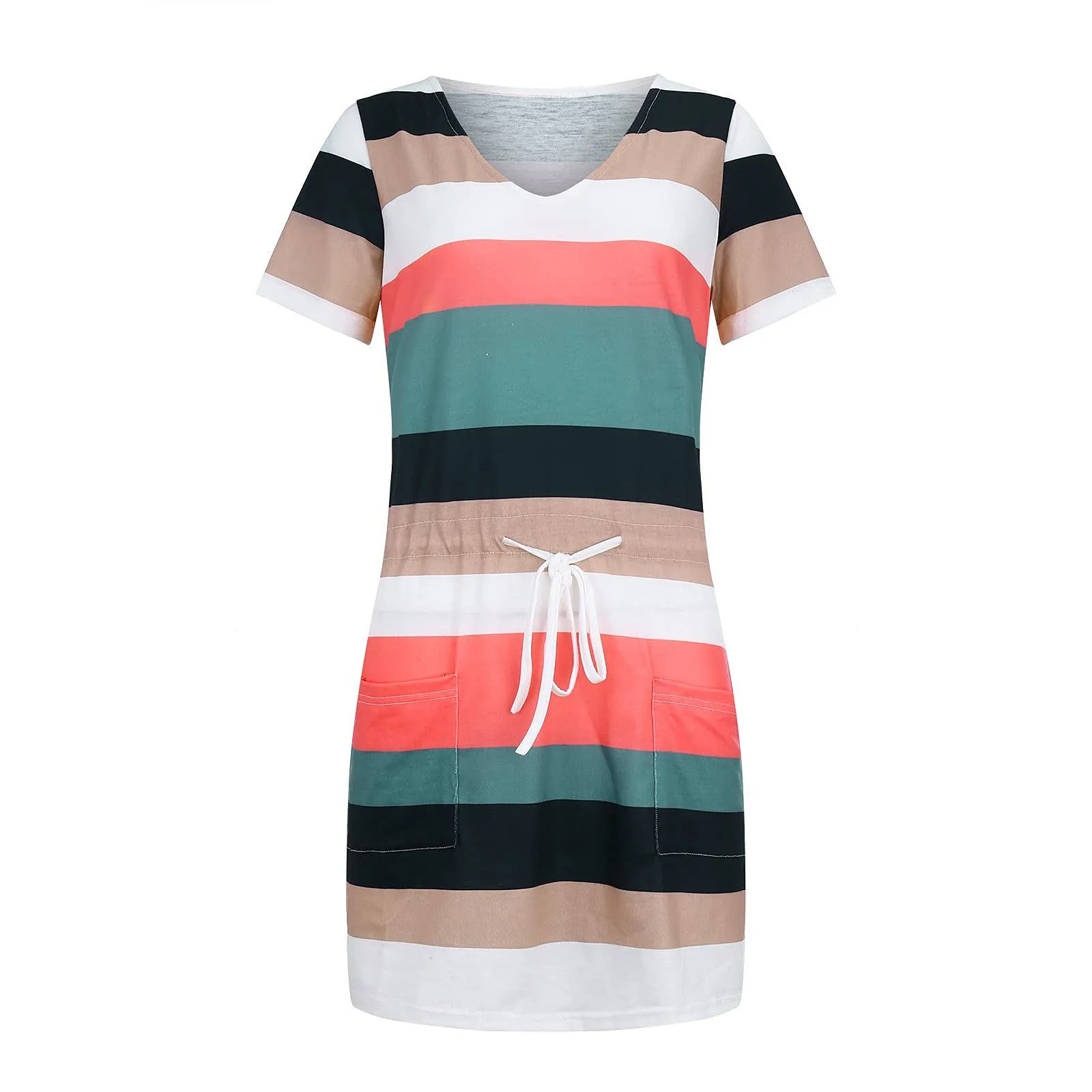 Striped Print Short-sleeved Dresses