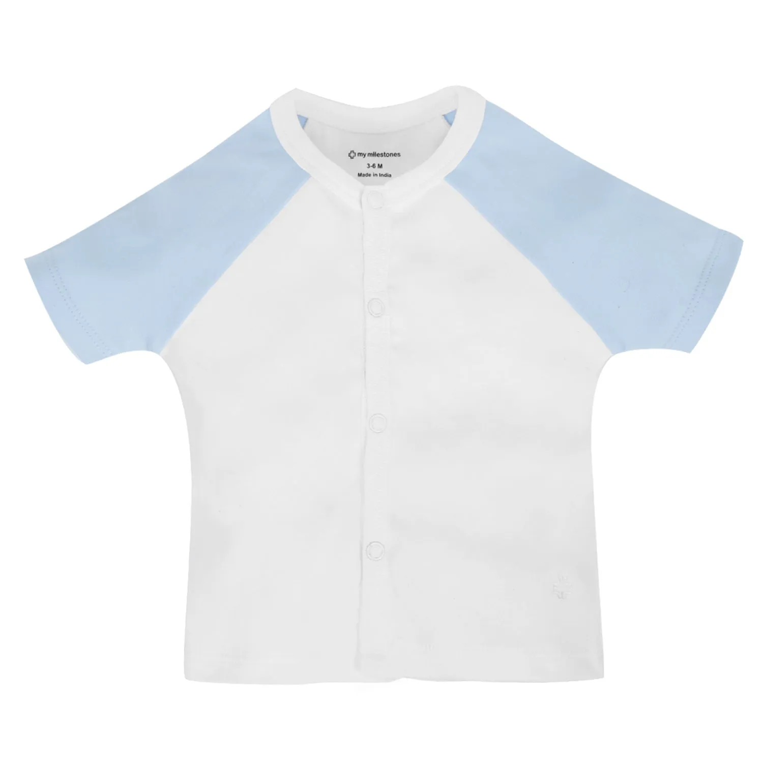 T-Shirt Half Sleeves Boys 2Pc Pack - White/Baby Blue