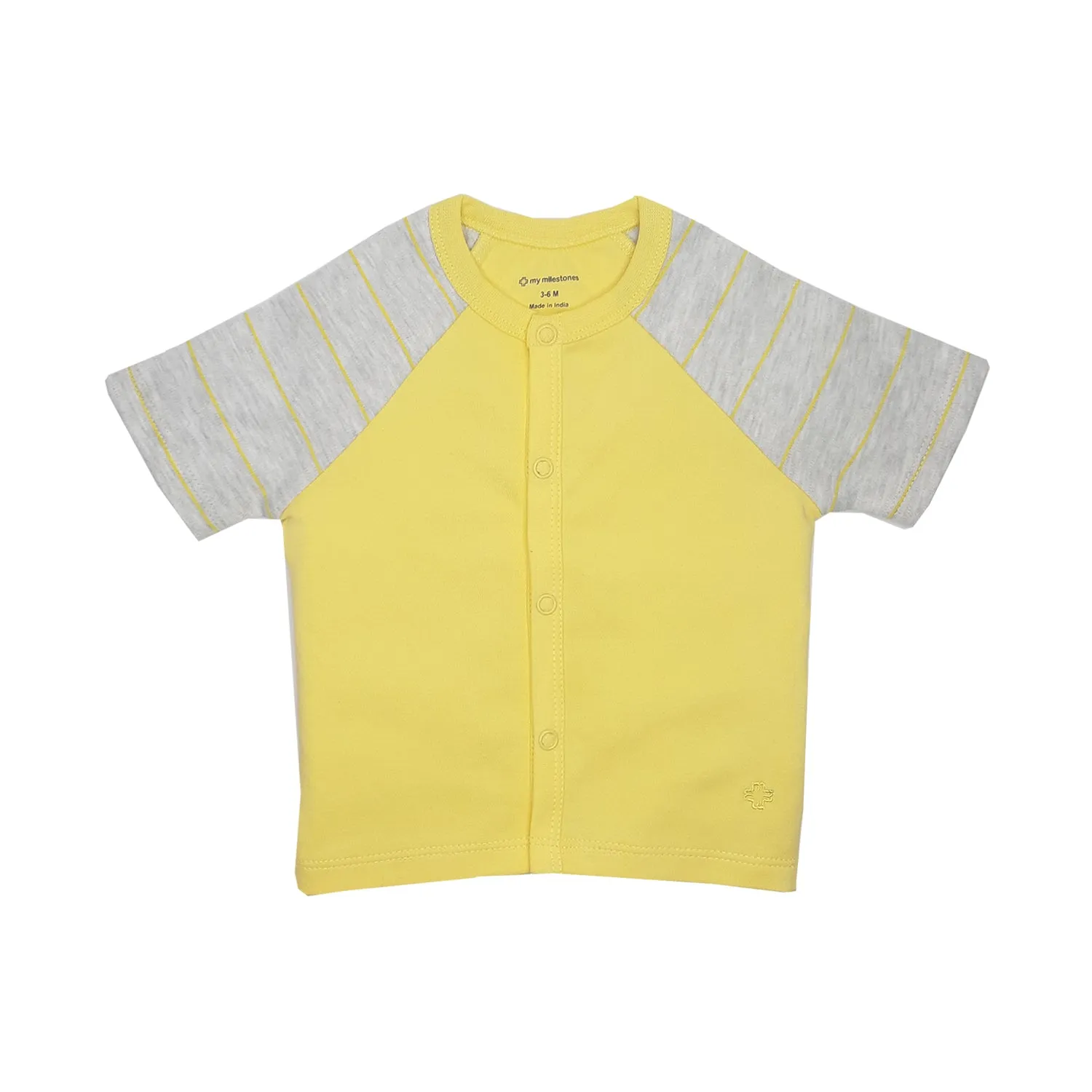 T-Shirt Half Sleeves Boys 2Pc Pack - Yellow/Grey