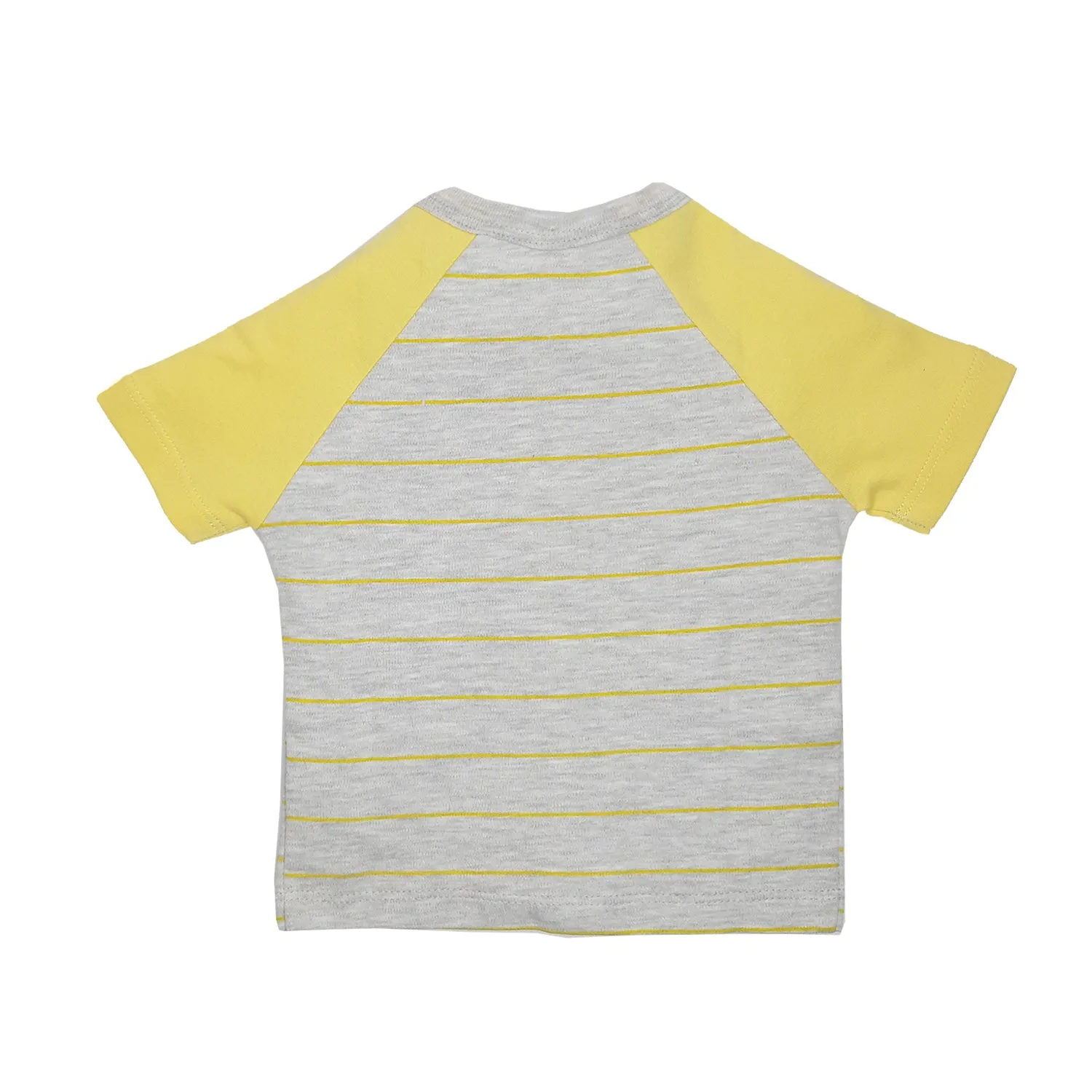 T-Shirt Half Sleeves Boys Grey Yellow Raglan/ Baby Blue -2Pc Pack