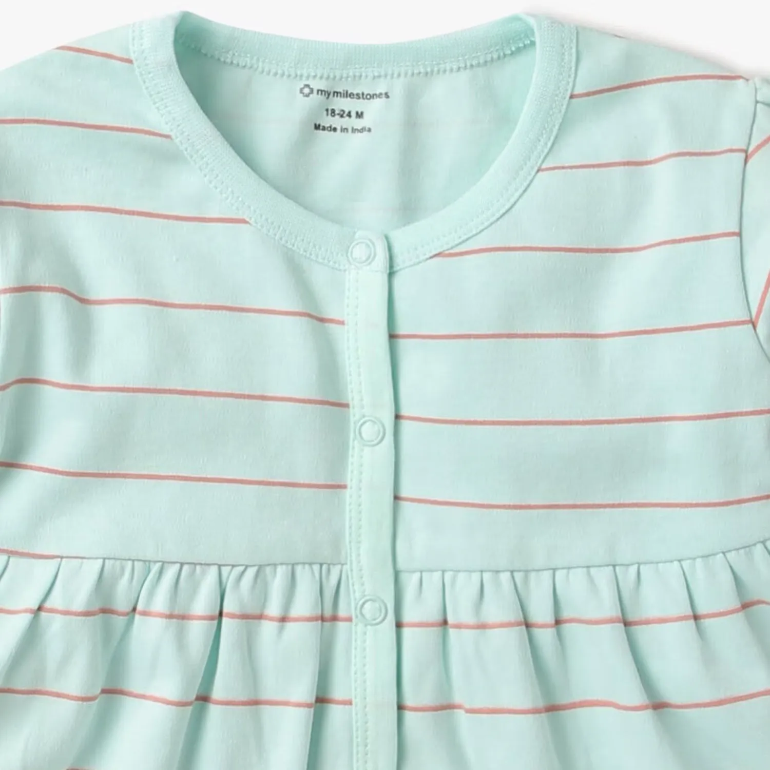 Top - Girls - Yoke Stripes - Aqua