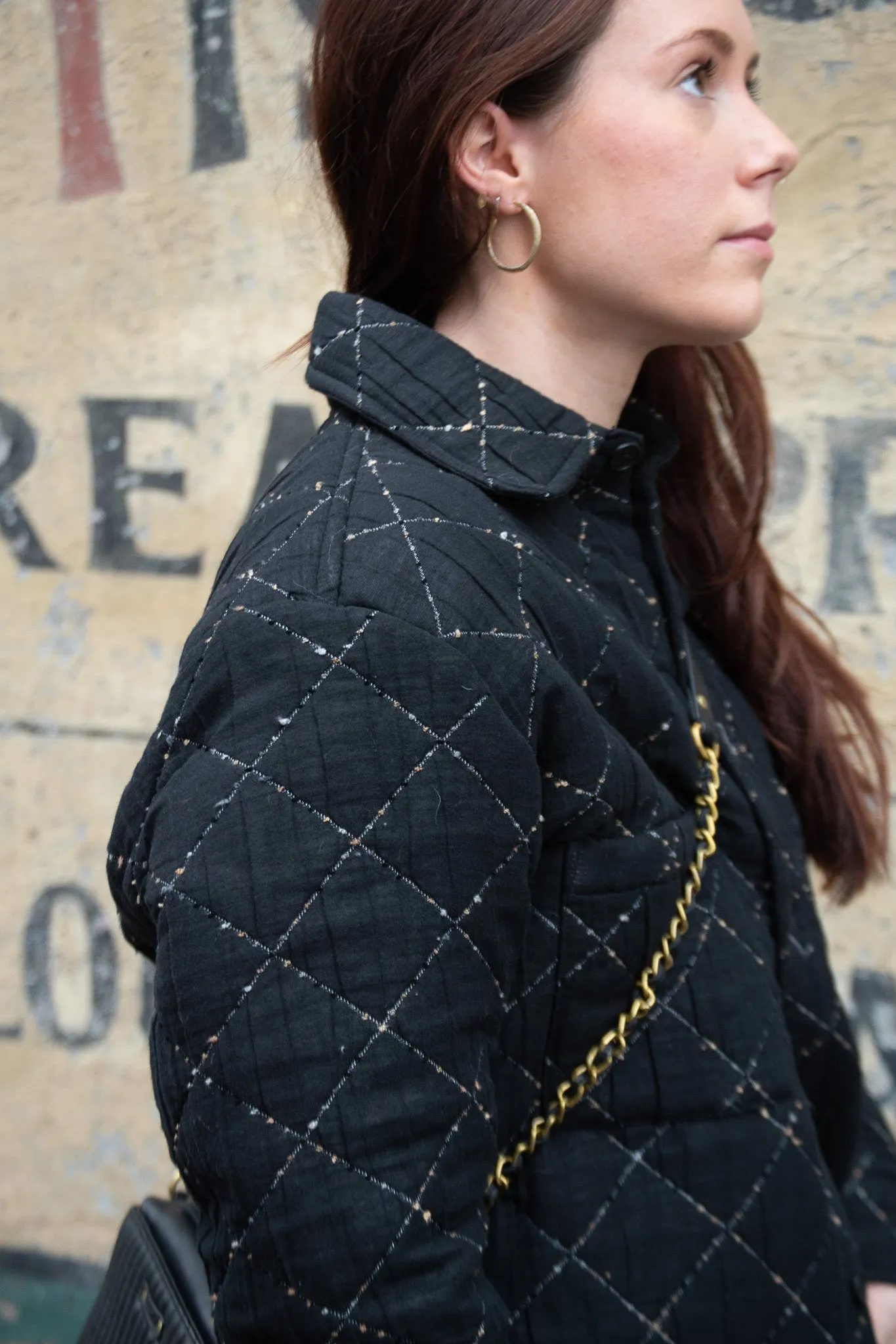 Wax Whiting Black Quilted Tweed Overshirt