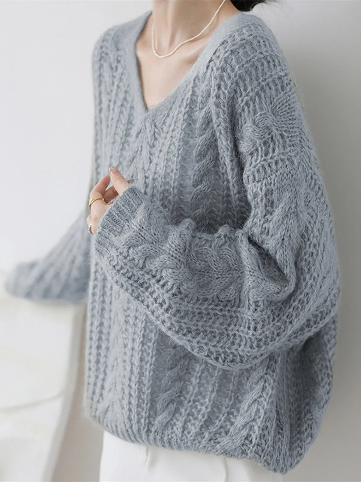 Wenkouban-Christmas Thanksgiving outfits_Cable Knit Graceful Oversized Sweater