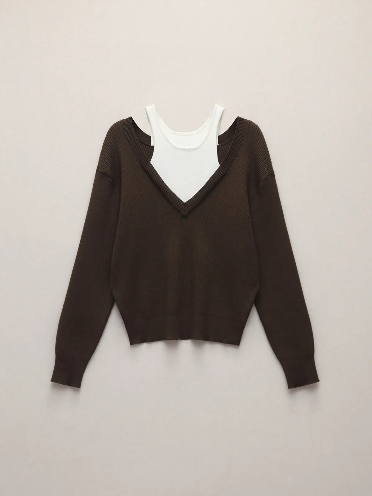 Wenkouban-Christmas Thanksgiving outfits_Contrast Color Graceful Patchwork Sweater