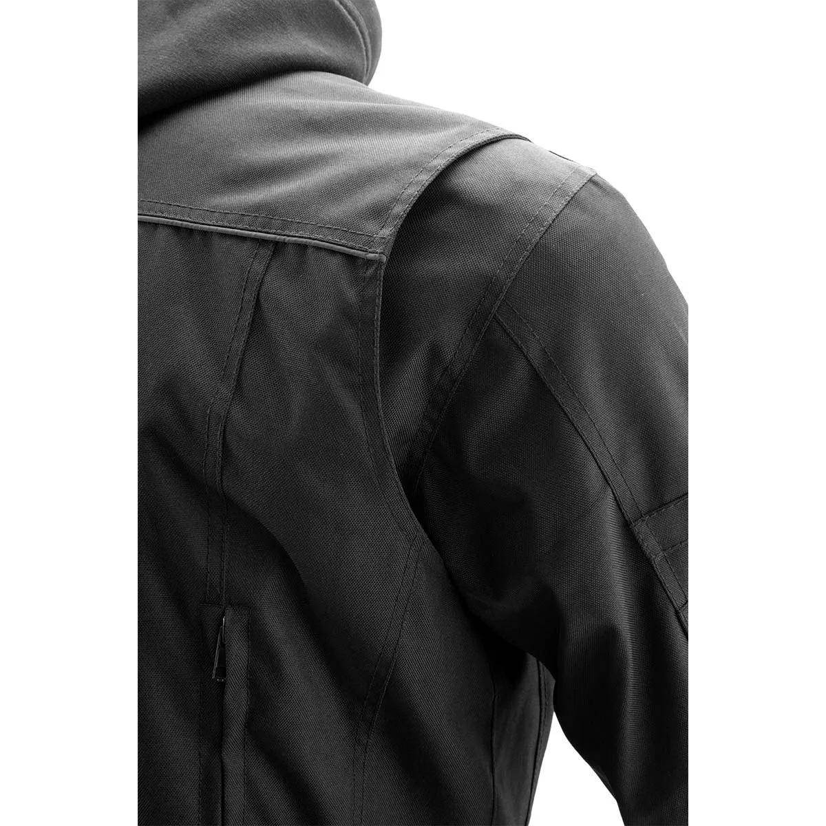 Xelement B91022 Men's 'Flight' Black Textile Jacket with X-Armor and Removable Hoodie