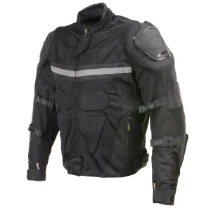 Xelement CF751 Men's Roll Out Black Tri-Tex Motorcycle Protective Riders Jacket w/ CE Armor Protection