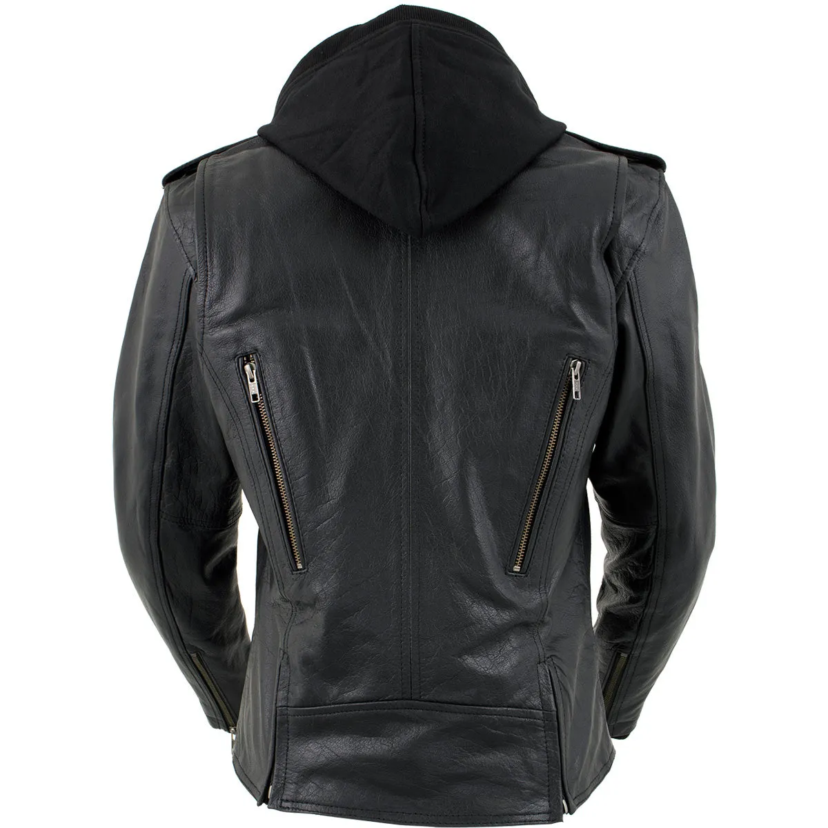 Xelement XS2516 Women's Black ‘Madame’ Hooded and Vented Motorcycle Biker  Leather Jacket