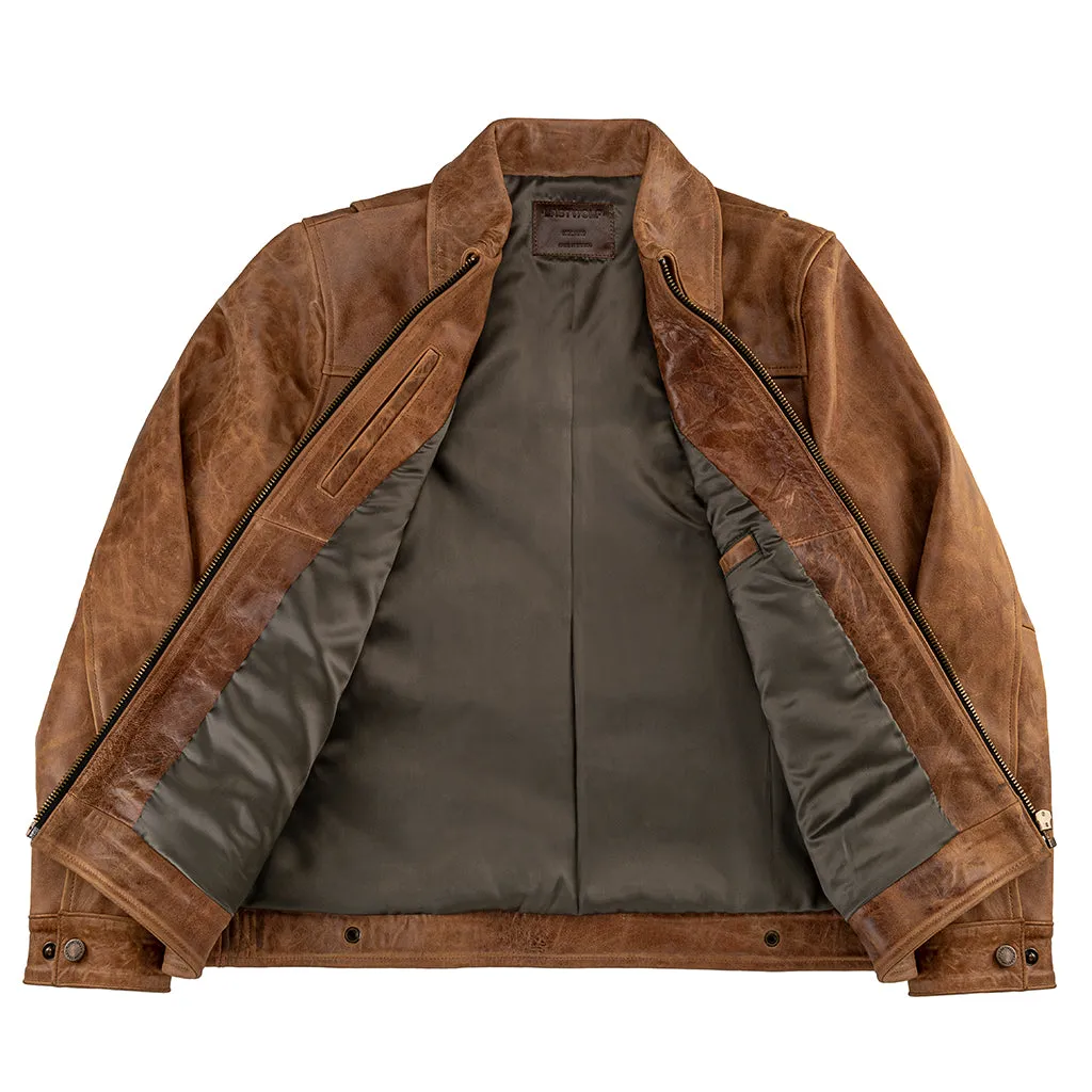 YELLOWSTONE WORK LEATHER JACKET -  TAN COLOR